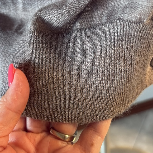 LOFT Taupe brown Cardigan with Sequin Trim wool blend lightweight button down M - Picture 7 of 13